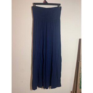 Azules Maxi Skirt/Strapless Dress Boho Y2K Casual Retro Solid Size Small Blue
